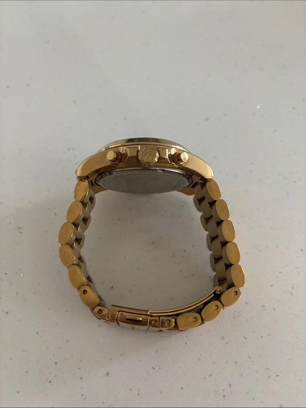 Michael Kors Gold and Black Womens Chronograph Bracelet Watch. needs new battery